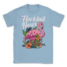 Load image into Gallery viewer, Flamingo Flocktail Hour Funny Flamingo Lover Pun Design (Front Print) - Light Blue
