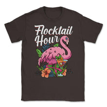 Load image into Gallery viewer, Flamingo Flocktail Hour Funny Flamingo Lover Pun Design (Front Print) - Brown
