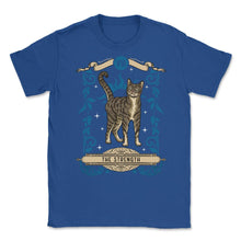 Load image into Gallery viewer, The Strength Cat Arcana Tarot Card Mystical Wiccan Design (Front - Royal Blue
