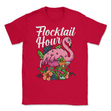Load image into Gallery viewer, Flamingo Flocktail Hour Funny Flamingo Lover Pun Design (Front Print) - Red
