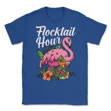 Load image into Gallery viewer, Flamingo Flocktail Hour Funny Flamingo Lover Pun Design (Front Print) - Royal Blue
