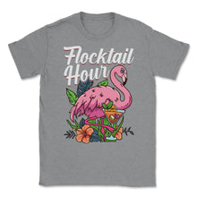 Load image into Gallery viewer, Flamingo Flocktail Hour Funny Flamingo Lover Pun Design (Front Print) - Grey Heather
