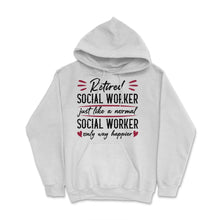 Load image into Gallery viewer, Retired Social Worker Way Happier Retirement Humor Design (Front - White
