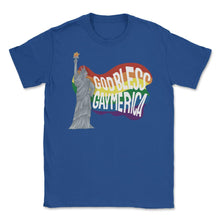 Load image into Gallery viewer, God Bless Gaymerica Statue Of Liberty Rainbow Pride Flag Design ( - Royal Blue
