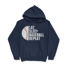 Load image into Gallery viewer, Funny Eat Sleep Baseball Repeat Baseball Player Athlete Gag Print ( - Navy
