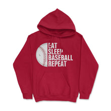 Load image into Gallery viewer, Funny Eat Sleep Baseball Repeat Baseball Player Athlete Gag Print ( - Red

