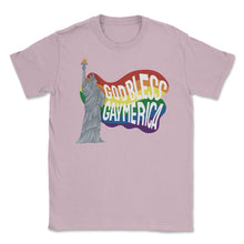 Load image into Gallery viewer, God Bless Gaymerica Statue Of Liberty Rainbow Pride Flag Design ( - Light Pink
