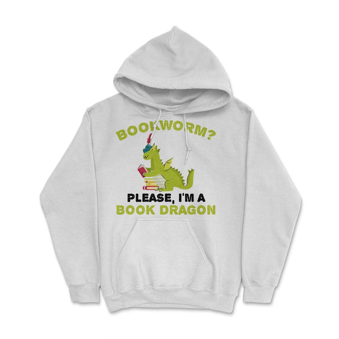 Funny Bookworm Please I'm A Book Dragon Reading Lover Graphic (Front - White