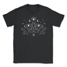 Load image into Gallery viewer, Witchy Celestial Lunar Moth Witchy Aesthetic Artsy Design (Front - Unisex T-Shirt - Black
