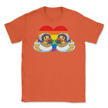 Load image into Gallery viewer, Two Lesbian Rubber Duck Brides LGBT Lesbian Wedding Heart Print ( - Orange
