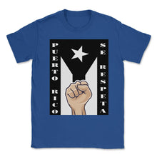Load image into Gallery viewer, Puerto Rico Se Respeta - Puerto Rico Black Flag Resistencia Shirt ( - Royal Blue
