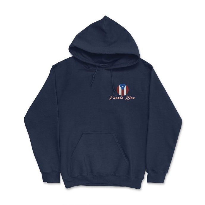 Borinquen Flag Rounded Pocket Size (Front Print) Hoodie - Navy
