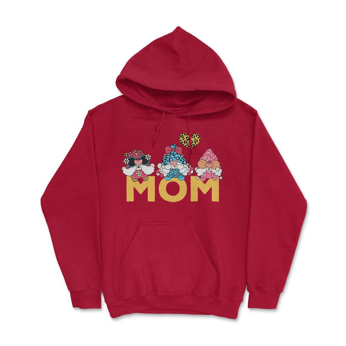 MOM Gnomes Women’s Leopard Pattern Mother's Day Gnomes Design (Front - Hoodie - Red
