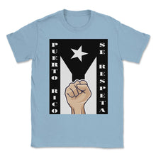 Load image into Gallery viewer, Puerto Rico Se Respeta - Puerto Rico Black Flag Resistencia Shirt ( - Light Blue
