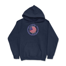 Load image into Gallery viewer, Made In U.S.A. Modern Seal U.S.A. Flag Print (Front Print) Hoodie - Navy

