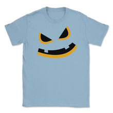 Load image into Gallery viewer, Big Orange Fierce Jack O Lantern Funny Halloween Shirt (Front Print) - Light Blue

