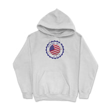 Load image into Gallery viewer, Made In U.S.A. Modern Seal U.S.A. Flag Print (Front Print) Hoodie - White
