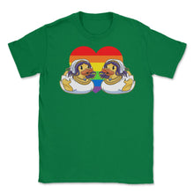 Load image into Gallery viewer, Two Lesbian Rubber Duck Brides LGBT Lesbian Wedding Heart Print ( - Green
