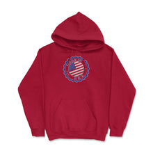 Load image into Gallery viewer, Made In U.S.A. Modern Seal U.S.A. Flag Print (Front Print) Hoodie - Red
