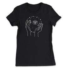 Load image into Gallery viewer, Psychic Crystal Ball Formed By Stars Witchy Aesthetic Artsy Product ( - Women&#39;s Tee - Black

