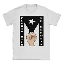 Load image into Gallery viewer, Puerto Rico Se Respeta - Puerto Rico Black Flag Resistencia Shirt ( - White
