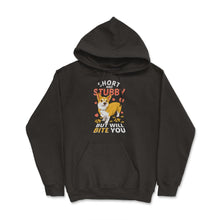 Load image into Gallery viewer, Funny Corgi Dog Short &amp; Stubby But Will Bite You Print (Front Print) - Hoodie - Black
