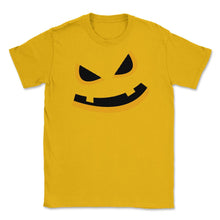 Load image into Gallery viewer, Big Orange Fierce Jack O Lantern Funny Halloween Shirt (Front Print) - Gold
