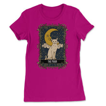 Load image into Gallery viewer, The Moon Cat Arcana Tarot Card Mystical Wiccan Print (Front Print) - Women&#39;s Tee - Berry
