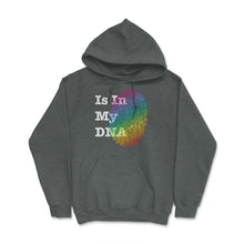 Load image into Gallery viewer, Is In My DNA Rainbow Flag Gay Pride Fingerprint Design Graphic (Front - Dark Grey Heather
