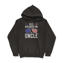 Load image into Gallery viewer, All American Uncle Patriotic USA Flag Grunge Style Print (Front Print) - Hoodie - Black
