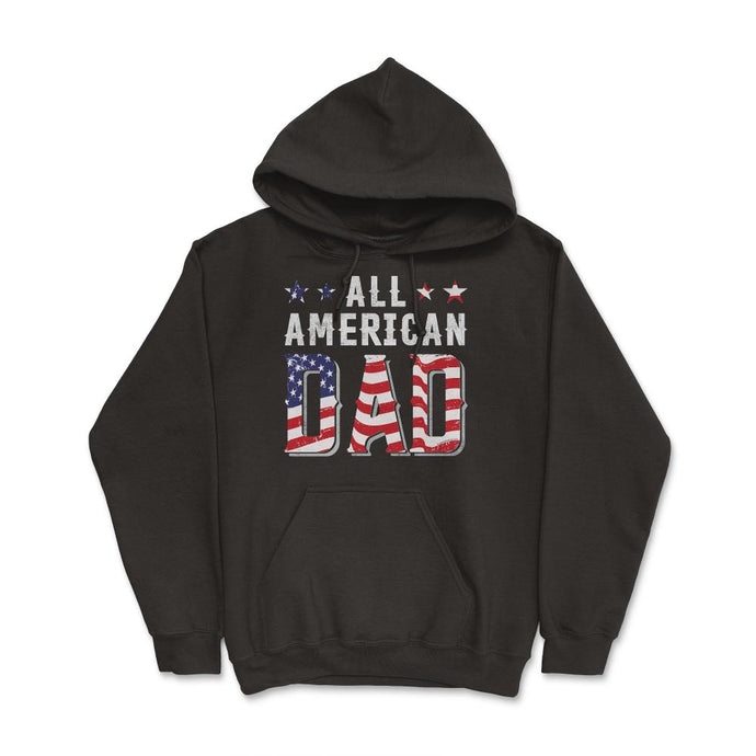 All American Dad Patriotic USA Flag Grunge Style Design (Front Print) - Hoodie - Black