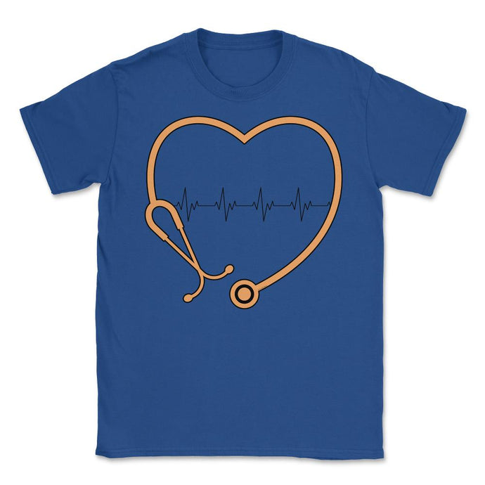Funny Nurse Heartbeat Heart Stethoscope RN Nursing Print (Front Print - Royal Blue