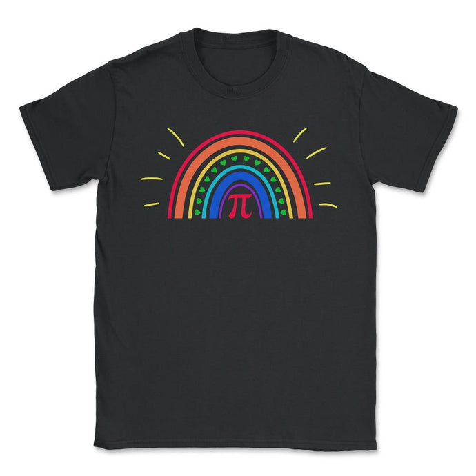 Bohemian Rainbow & Pi Symbol For A Happy PI Day Math Teacher Graphic - Black