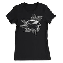 Load image into Gallery viewer, Coffee Cup Coffee Plant Trendy Barista Coffee Lover Print (Front - Women&#39;s Tee - Black
