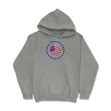 Load image into Gallery viewer, Made In U.S.A. Modern Seal U.S.A. Flag Print (Front Print) Hoodie - Grey Heather
