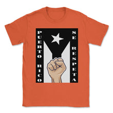 Load image into Gallery viewer, Puerto Rico Se Respeta - Puerto Rico Black Flag Resistencia Shirt ( - Orange

