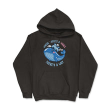 Load image into Gallery viewer, Where There&#39;s A Whale There&#39;s A Way Marine Biologist Pun Design ( - Hoodie - Black

