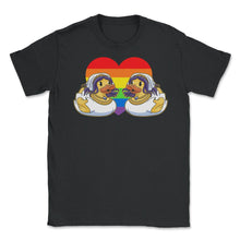 Load image into Gallery viewer, Two Lesbian Rubber Duck Brides LGBT Lesbian Wedding Heart Print ( - Black
