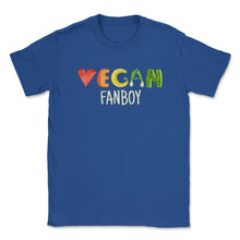 Load image into Gallery viewer, Vegan Fanboy Vegetable Lettering Cool Design Gift Design (Front Print - Royal Blue
