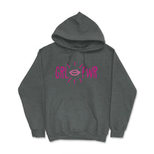 Load image into Gallery viewer, GRL PWR T-Shirt Feminist Shirt  (Front Print) Hoodie - Dark Grey Heather

