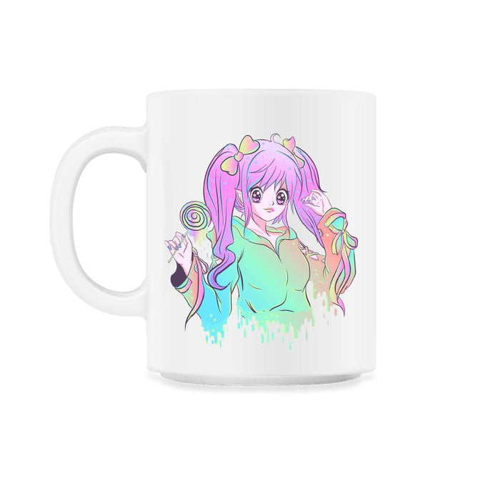 Anime Girl Pastel Theme Vaporwave Style Colors Gift print 11oz Mug - White