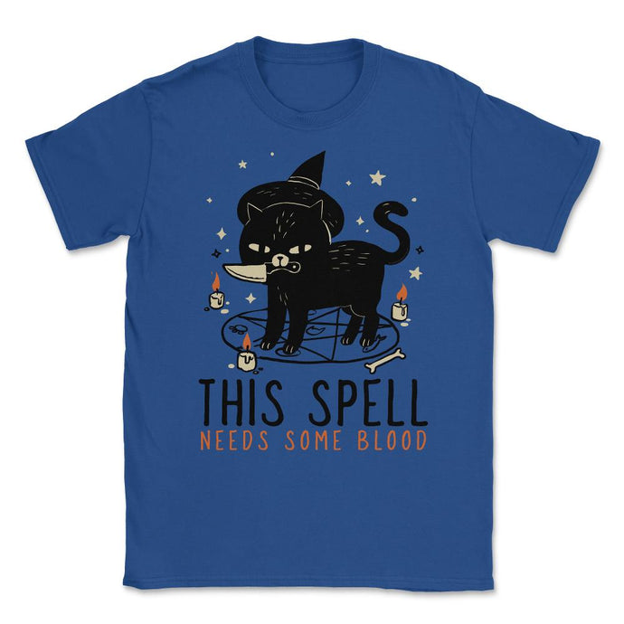 This Spell Needs Some Blood Funny Black Kitten With Knife Print ( - Royal Blue