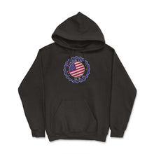 Load image into Gallery viewer, Made In U.S.A. Modern Seal U.S.A. Flag Print (Front Print) Hoodie - Black
