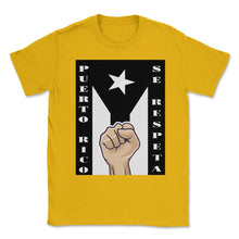 Load image into Gallery viewer, Puerto Rico Se Respeta - Puerto Rico Black Flag Resistencia Shirt ( - Gold
