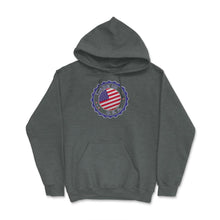 Load image into Gallery viewer, Made In U.S.A. Modern Seal U.S.A. Flag Print (Front Print) Hoodie - Dark Grey Heather
