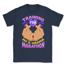 Load image into Gallery viewer, Training For My K-Drama Marathon Korean Drama Fan Product (Front - Unisex T-Shirt - Navy

